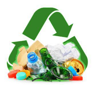 Recyclable garbage consisting of glass plastic metal and paper